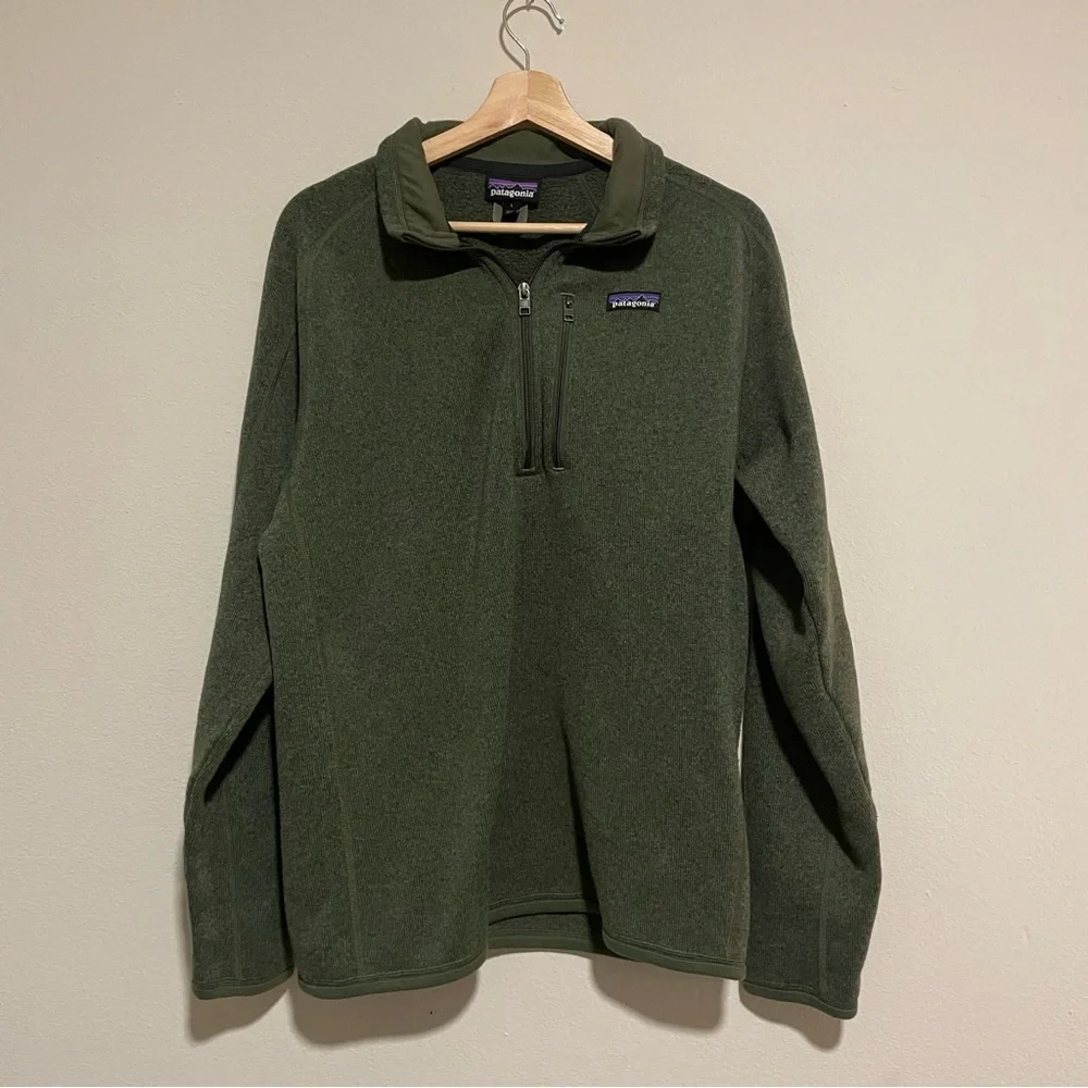 Men's Green Better Sweater 1/4-Zip Fleece, Size Large - Picture 3 of 5